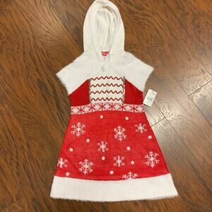 33‎ Degrees Hooded Knit Girls Christmas Dress. Size 6 NWT